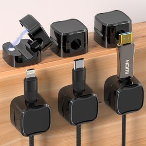 Magnetic Cable Organizer Flexible Plastic Desktop Car Data Cable Storage Mobile Phone Charging Cable Clip with Snap Plug