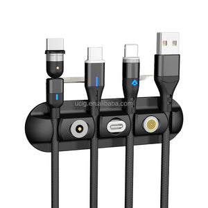 4-Channel Home Office Magnetic Cable Organizer Clips Multipurpose Silicone Electronic Desktop Cable Management Storage Tips