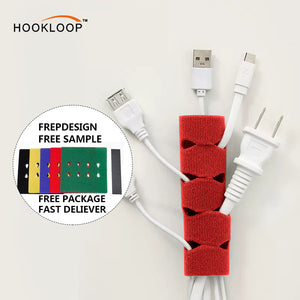 Red Dual Function Cable Sleeve Hook Loop Cords Management Combo Holds Wires Cord Desk Organizer Wires Hook and Loop