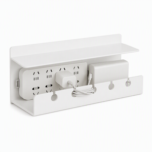 Under Desk Power Strip Holder Organizer Cable Management Tray 5 Cable Openings ABS White Desk Mount