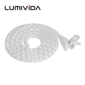 1500x30mm Spiral Cable Organizer Sleeve with ABS Clip Coiled Tube Cable Hider 1.5M Cuttable Wire Wrap for Desk Cord Management